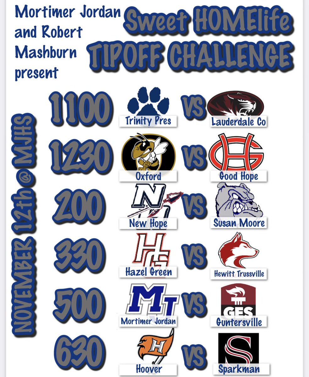 MJHS Girls Basketball (@mojogirlshoops) on Twitter photo ATTENTION: Looking for some really good girls basketball games, look no further. Nov 12th <a href="/MJHSbluedevils/">Mortimer Jordan HS</a> we will be hosting our โSweet Homelife Tipoff Challengeโ. This will feature some of the TOP teams & players in the state of Alabama. Come out & show your support!
RJR๐๐๐ ATTENTION: Looking for some really good girls basketball games, look no further. Nov 12th <a href="/MJHSbluedevils/">Mortimer Jordan HS</a> we will be hosting our โSweet Homelife Tipoff Challengeโ. This will feature some of the TOP teams & players in the state of Alabama. Come out & show your support!
RJR๐๐๐