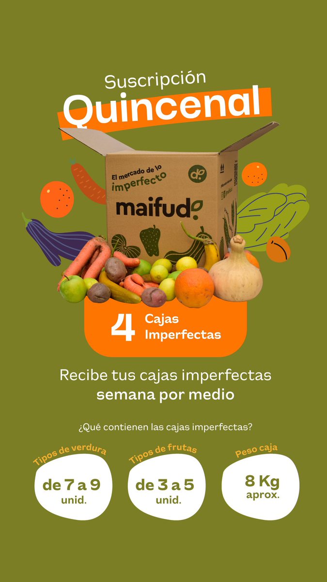 Conoce nuestros planes de suscripción de Cajas “Imperfectas” para combatir el desperdicio de alimentos 🤩 maifud.cl