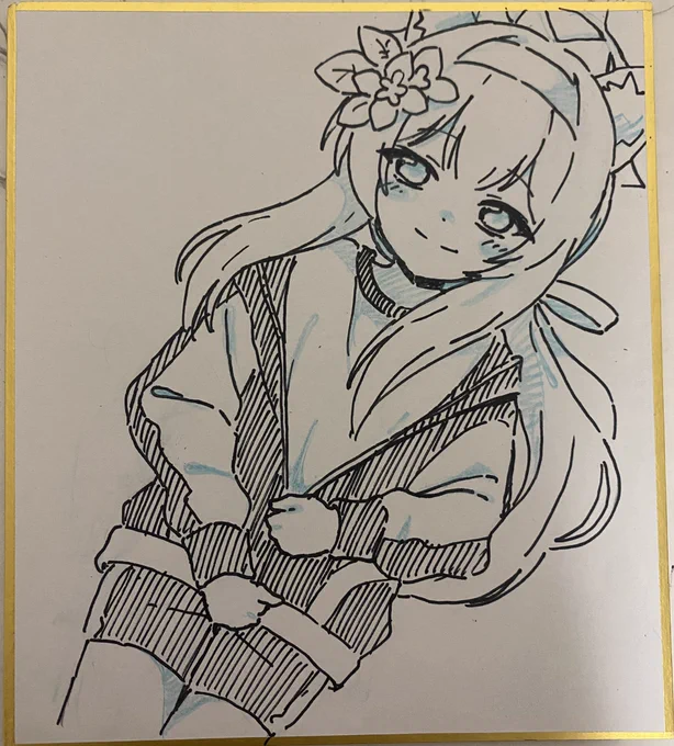 マリー。色紙はアップで描いた方がいいかもしれんな 