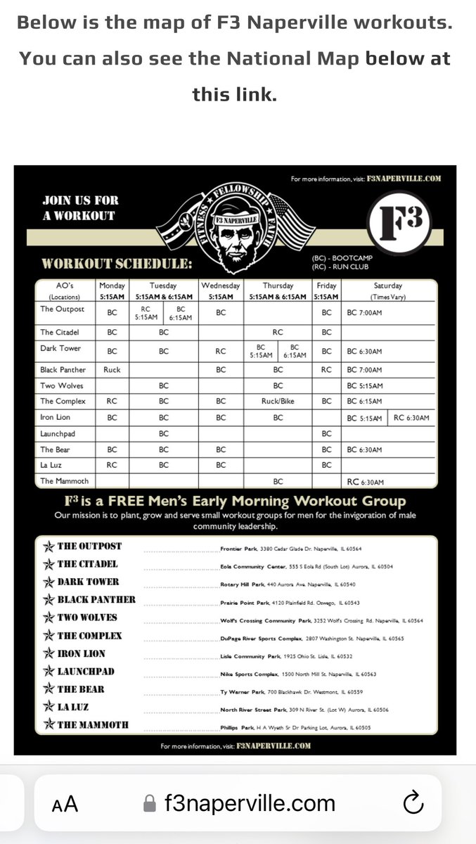 cfeeney73's tweet photo. Good times posting with the @F3Naperville PAX for some Sat AM miles. Great to see the #F3corePrinciples in action across @F3Nation - @F3Raleigh https://t.co/a7TLhGmOCU