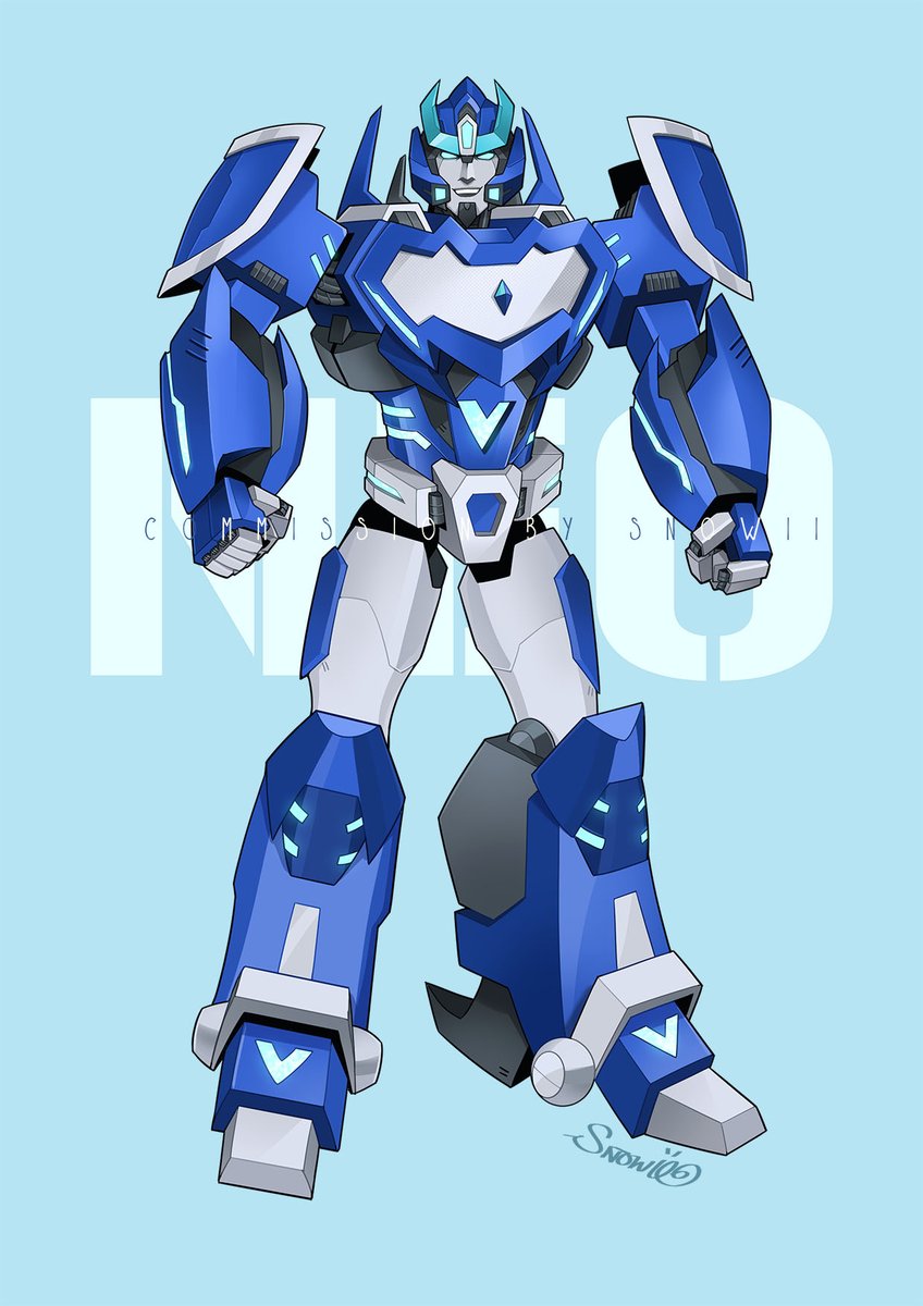 mecha robot no humans solo blue background blue eyes clenched hands  illustration images