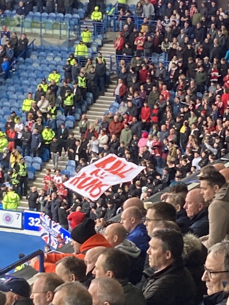 Aberdeen fans banner today at Ibrox 

'Kill All Huns'