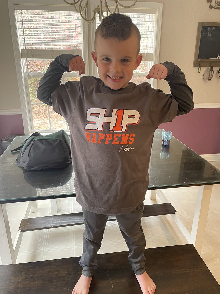 CoachFord25's tweet photo. This boy loves @willshipley2021 and had a great time last weekend in Death Valley vs. Syracuse and got his new sh1ip happens shirt yesterday and needed to wear it today! https://t.co/ygIghIhjRO