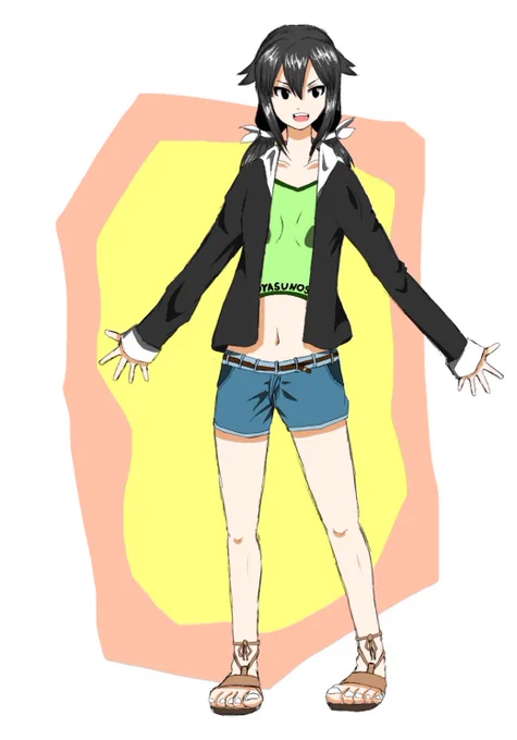 3年くらいに描いた女子キャラ、いまと比べるとめちゃくちゃ細くてびっくりしてる 