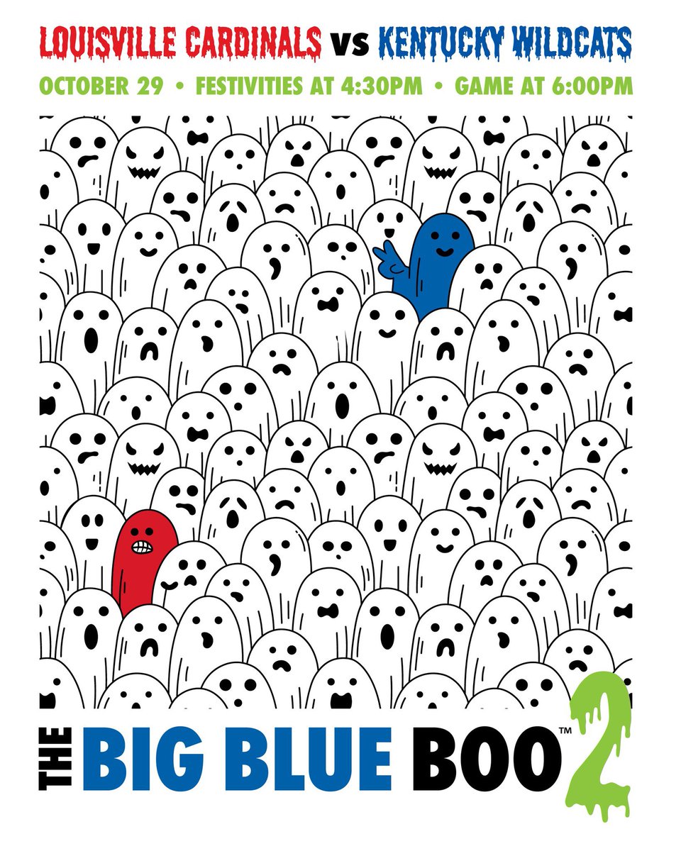 T•O•N•I•G•H•T

🎃 BIG BLUE BOO 2️⃣
📍 John Cropp Stadium
🚪 Gates open: 4:30
🥎 Kentucky 🆚 Louisville: 6pm

🐶 BINGO
🎨 Face Painting
⛺️ Tent-or-Treat
🍭 Limitless candy 
🖊️ Autographs
👻 Costume Contest
🏆 Prizes
🌽 Canned food drive for EKY

#WeAreUK x #BBB2