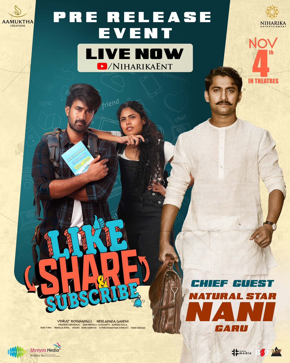 #LikeShareSubscribe Pre Release Event Live Now ▶️ youtu.be/OpG1mevPmFg #LSS IN CINEMAS FROM NOV 4th