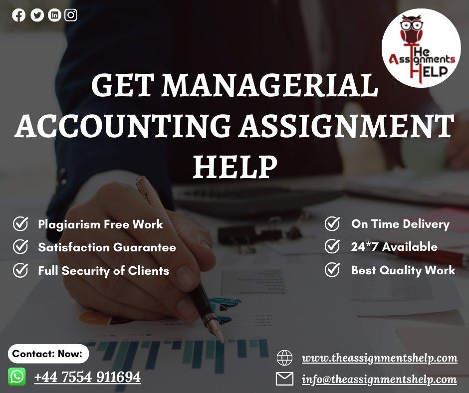 tasignmentshelp's tweet image. Be confident! Because you choose our Managerial Accounting Assignment Help.
Order Your Task Now.
#managerialaccountingassignmenthelp #accountingassignmenthelp #onlinmanagerialaccountingassignmenthelp #managerialaccountingassignmentexperts #assignmenthelp #theassignmentshelp