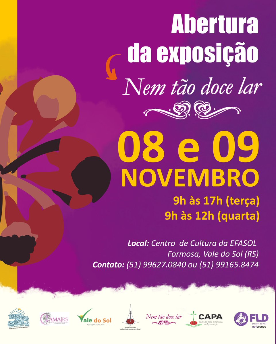 🏠🚪 JORNADA NEM TÃO DOCE LAR CHEGA NO VALE DO SOL (RS). Passe para o lado e confira a programação 👉🏿👉🏿

📲 Saiba mais sobre a Nem Tão Doce Lar: nemtaodocelar.com.br