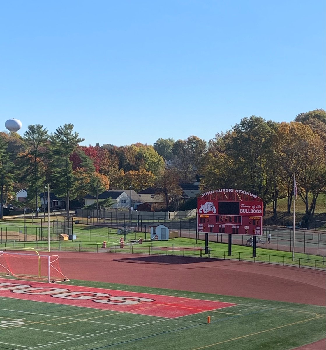 From picturesque John Gorski Field, Wilson holds a 1-0 lead at half over Warwick off and early goal  by Caroline Horace, since, Warriors playing tough defense against the 19-1-1 Bulldogs. <a href="/WarwickWarriors/">WarwickAthletics</a>