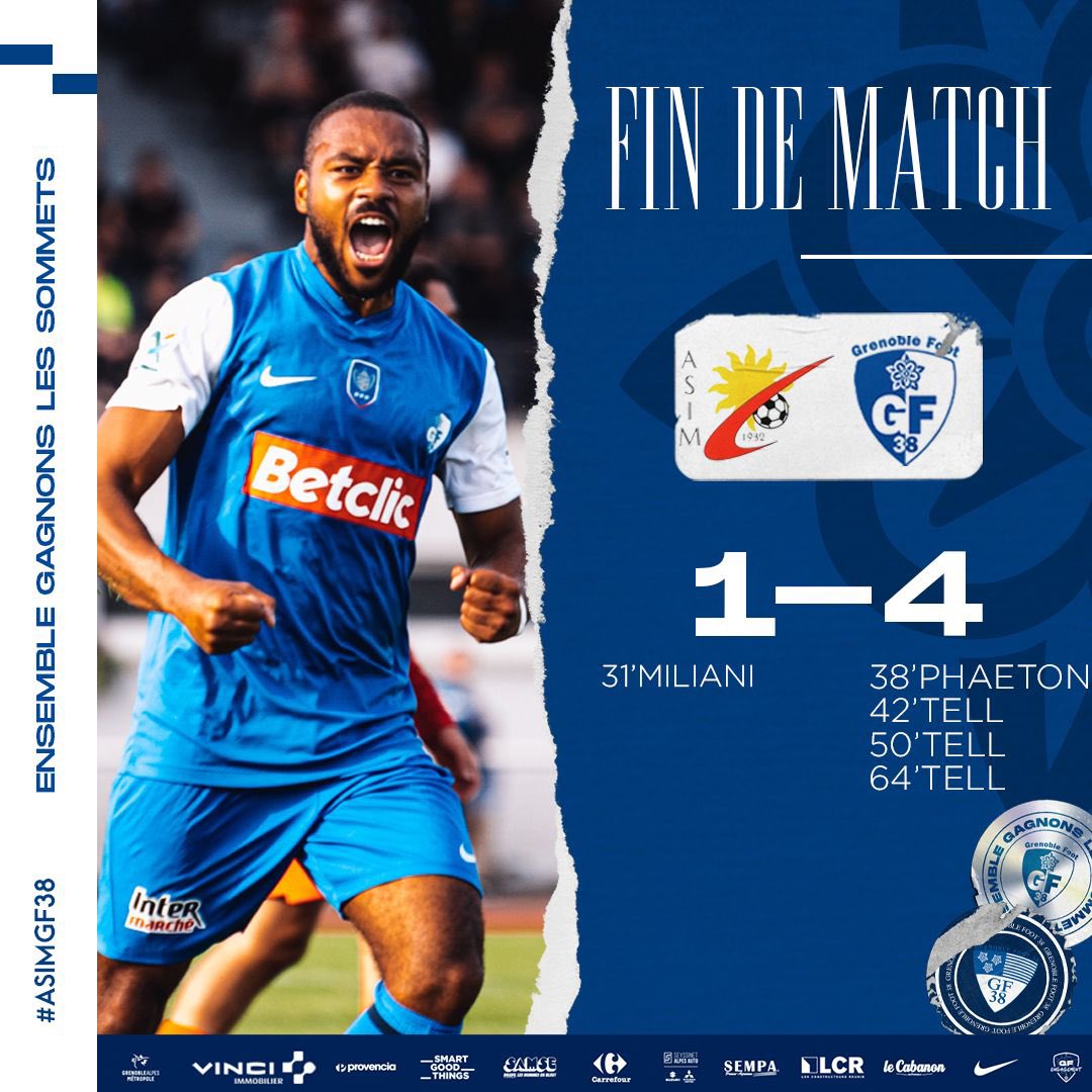 GF38_Officiel's tweet photo. Victoire et qualification !
Malgré l’ouverture du score locale, notre équipe a retourné la situation pour s’imposer largement (1-4) et se qualifier pour le 8e tour de @coupedefrance !
#ASIMGF38 https://t.co/p1vAD5aRFF