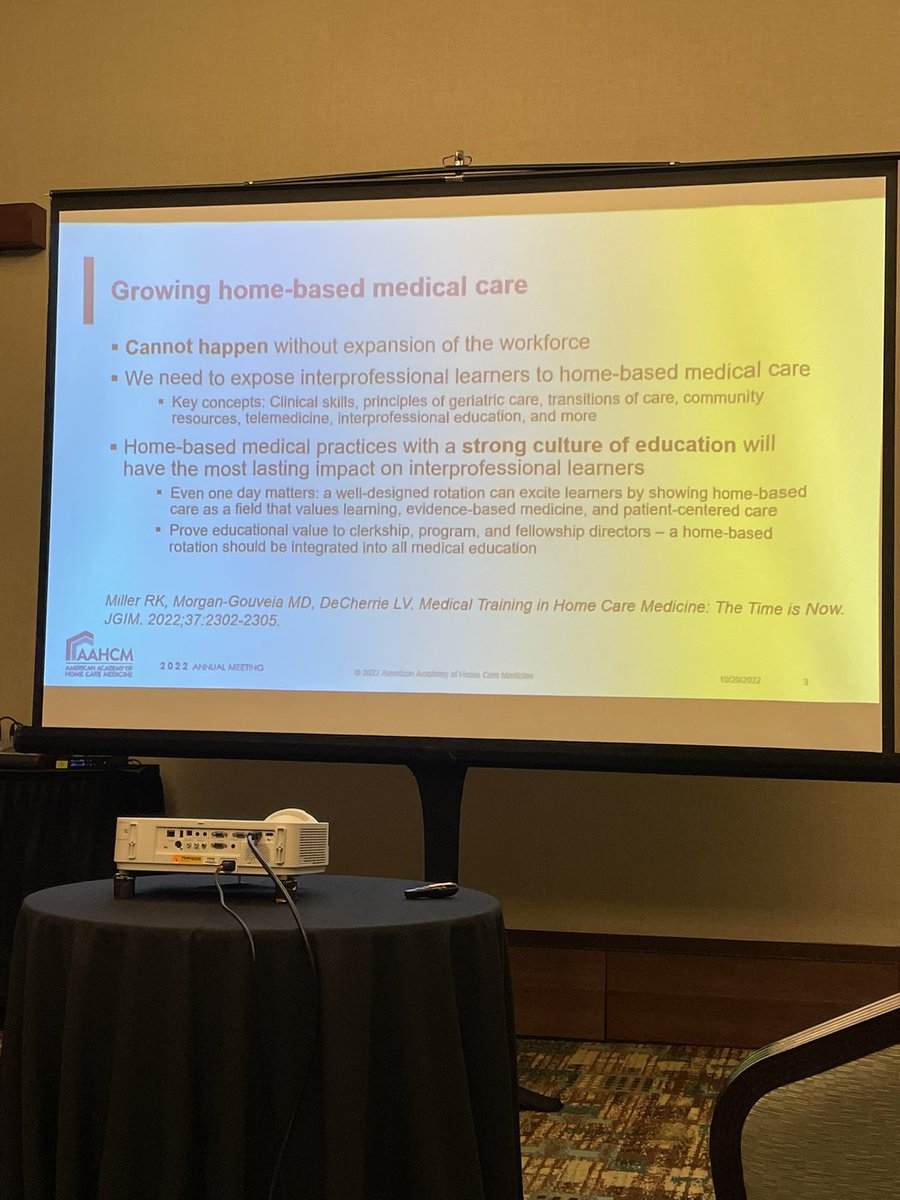 WonMLeeMD's tweet photo. “Even one day matters” - the importance of exposure in medical education and growing the home based care workforce - from Dr Melissa Morgan-Gouveia
#AAHCM #homecaremedicine #homemedtwitter @BUgeriatrics #AAHCMAM22 #MeetMeInOrlando2022
@MariaGeriatrics
@karienaum
@drpippa https://t.co/pdc44fGqJ9