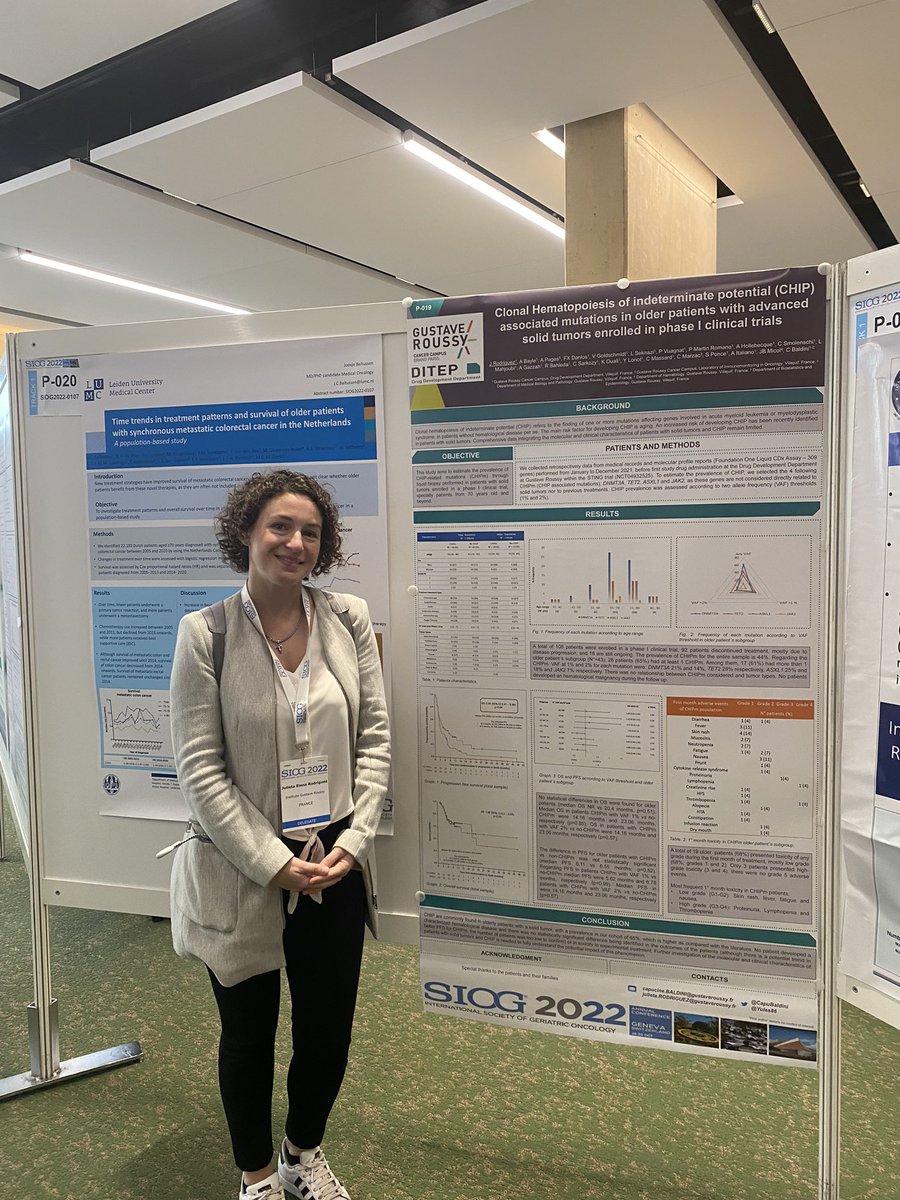 Congratulations to @Yules86 and Lauren for their great work presented at #SIOG2022 @GustaveRoussy @sofog_officiel on CHIP and the G-CODE use in older patients enrolled in phase I trials 👀👀 Well done 👏🏻👏🏻