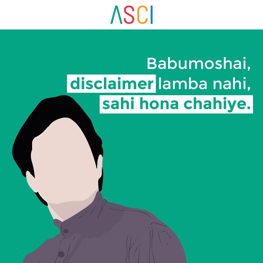 Disclaimers should clarify, and not confuse viewers. Use them correctly and responsibly. Click here to know more about our Disclaimer Guidelines- ascionline.in/index.php/prin… . . . . . #ASCI #advertisinglife #advertising #bewoke #selfregulation #getitright #disclaimers #meme