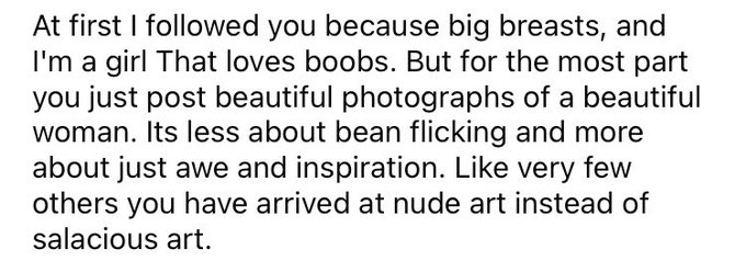 A. I love that I have women fans!   B. It&rsquo;s great when people appreciate what I&rsquo;m trying to do with my