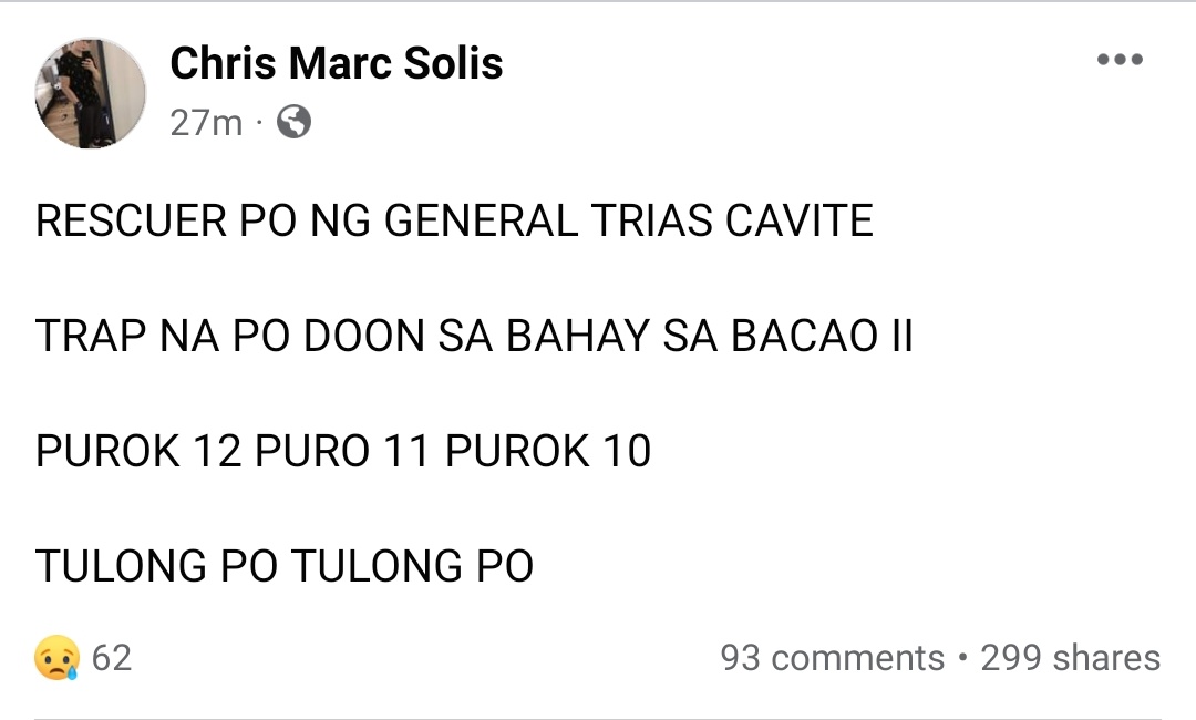 4iksong's tweet photo. AND ALSO FOR GENERAL TRIAS CAVITE AND SOME PARTS OF LAGUNA‼️#PaengPH #Laguna #Cavite #Noveleta #FloodPH #RescuePH @earthshakerph @jonvicremulla @angatbuhay_ph @NDRRMC_OpCen @pnppio @MovePH https://t.co/ygz9ROqgqy