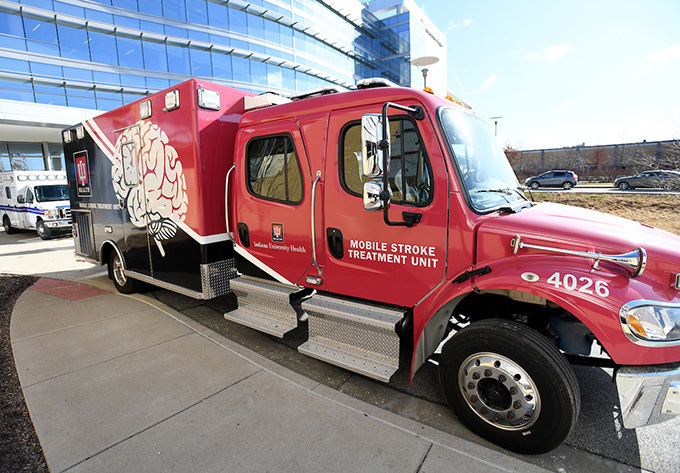The <a href="/IU_Health/">IU Health</a> Mobile Stroke Unit, funded by <a href="/IUHealthFdn/">IU Health Foundation</a>, is called out alongside a traditional ambulance when a stroke is suspected. Experts can assess for signs of stroke in minutes and begin providing life-saving care immediately: bit.ly/3feBdZI. #WorldStrokeDay