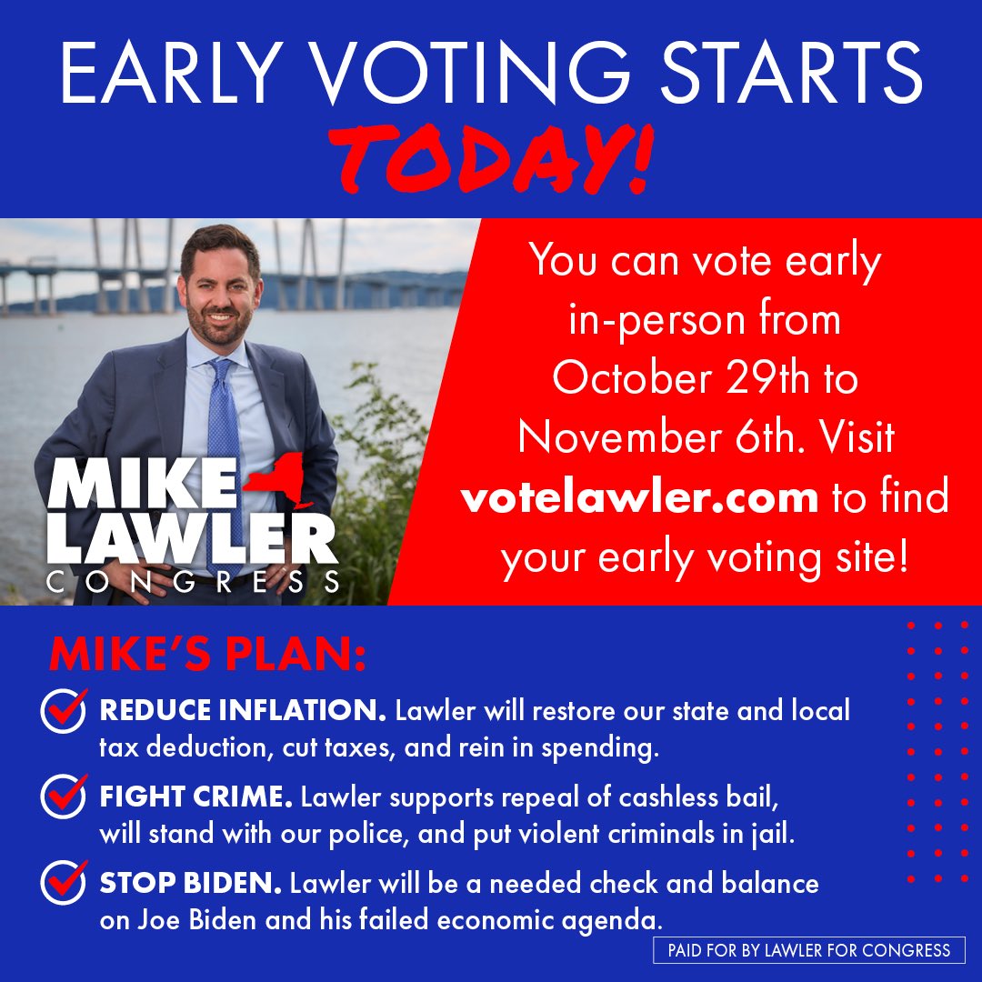 Early Voting begins today! To learn more about your early voting locations visit votelawler.com! 🗳🇺🇸