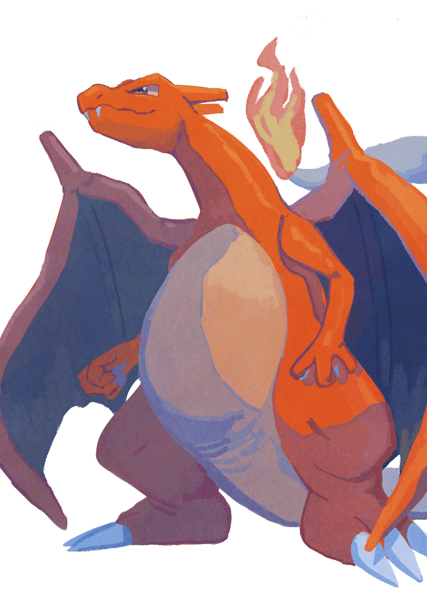 charizard no humans pokemon (creature) solo flame-tipped tail closed mouth claws white background  illustration images