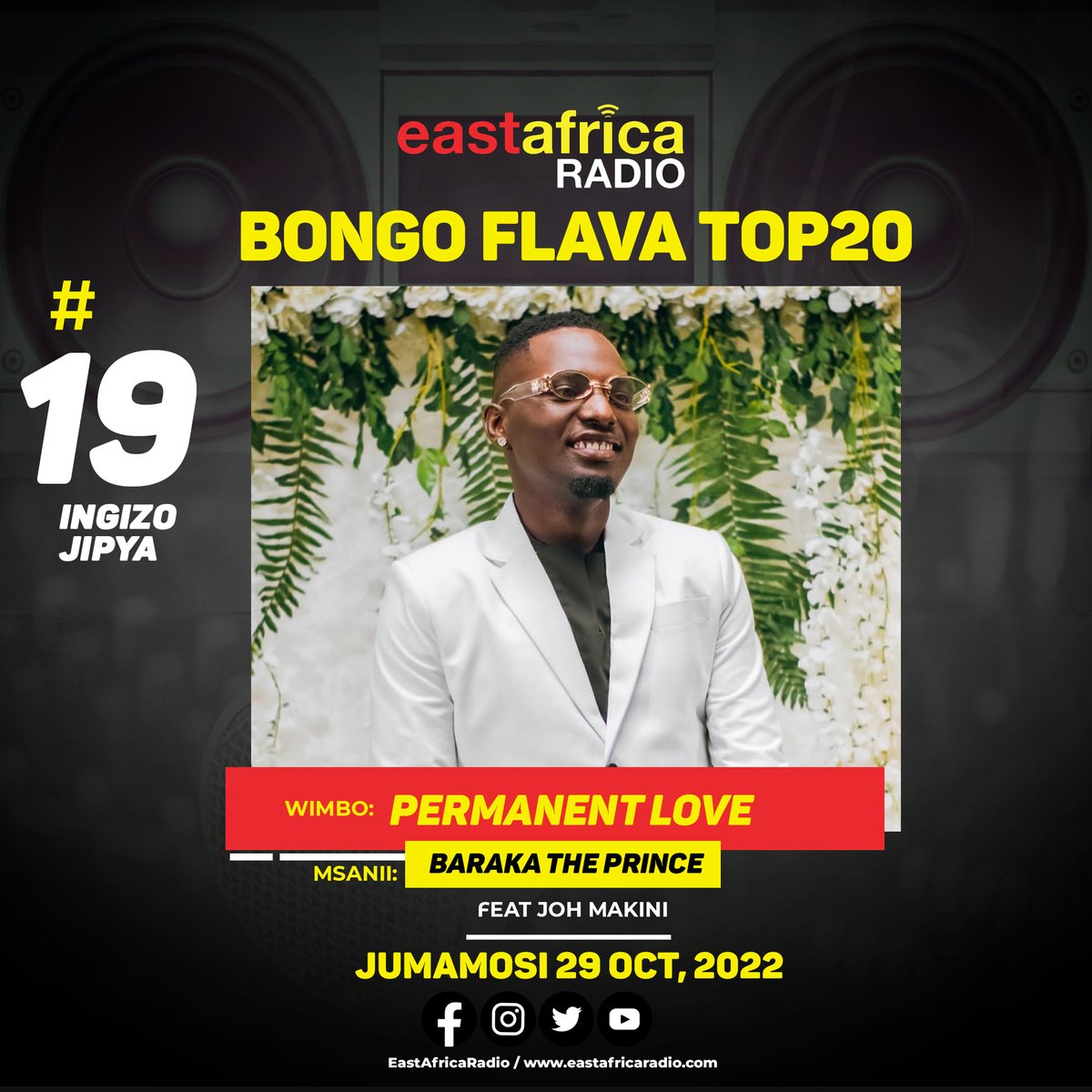 earadiofm's tweet photo. Nafasi ya 15 mpaka 20 wiki hii kwenye #BongoFlevaTop20 ya #EastAfricaTV na #EastAfricaRadio kwa mashavu ya #CocaColaTanzania

16. @Realjaymelody Nakupenda

17. @motra_thefuture Two Steps 

18. #BarakahThePrince Permanent Love 

19. #WatuFresh Sipotei 

20. @officialnandy Mchumba https://t.co/JrTaK5Dq9F