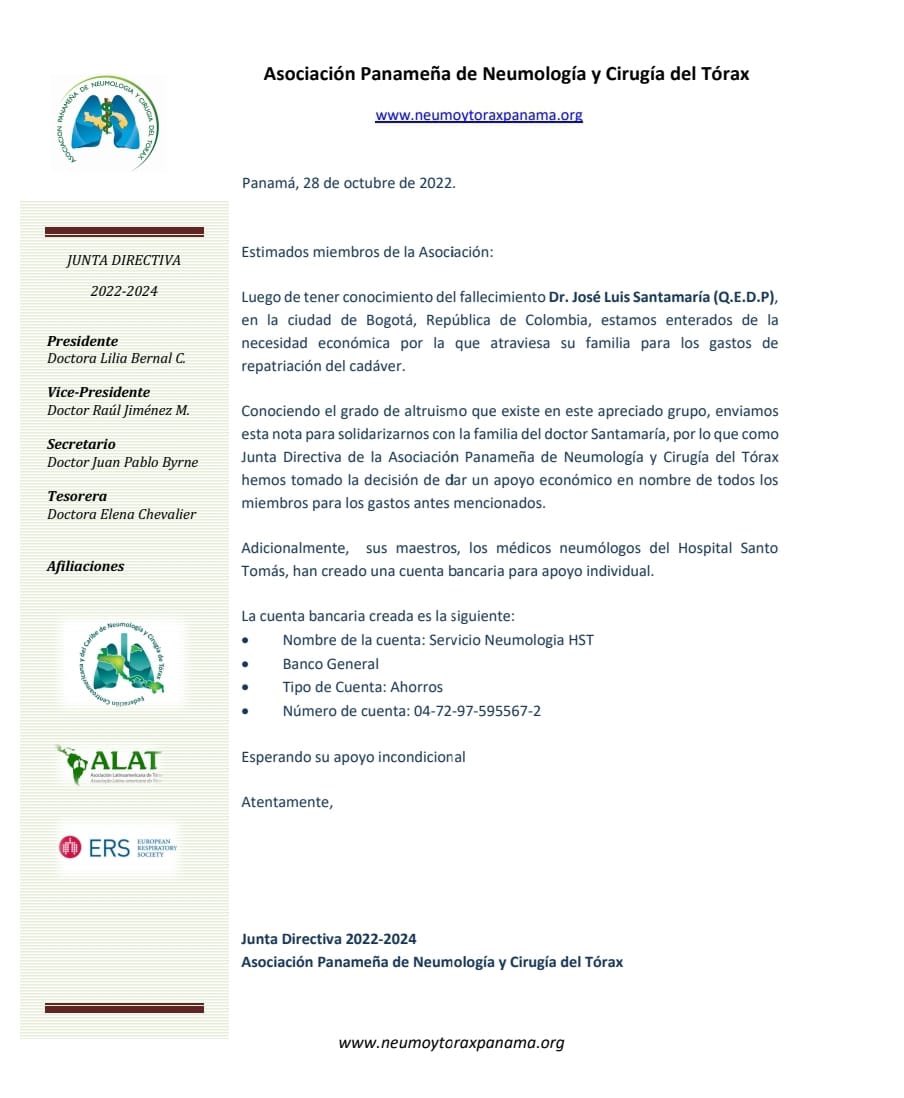 Un residente de Neumologia panameño pierde la vida en otro país y el servicio donde se preparó, familiares y amigos recogen dinero para traer el cadaver.  Pero Cancillería para otras babosadas si no le cuesta soltar el billete cuando es para farolear. 

Estoy disgustado #panama