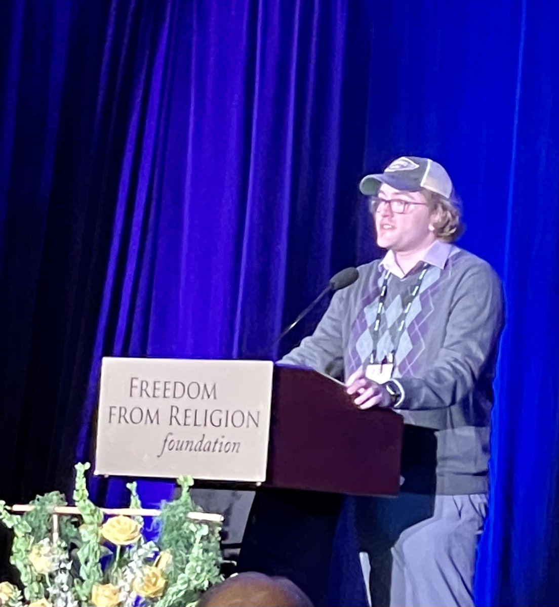 Letha_Hughes's tweet photo. Three bright young minds are @FFRF’s Student Essay Winners! Marcus Brown, Caleb Buell, and Ethan Haight read their fantastically rational essays at #FFRFCon2022

#NormalizeAtheism 
#DOMessWithTexas https://t.co/hmCmizl2Xi