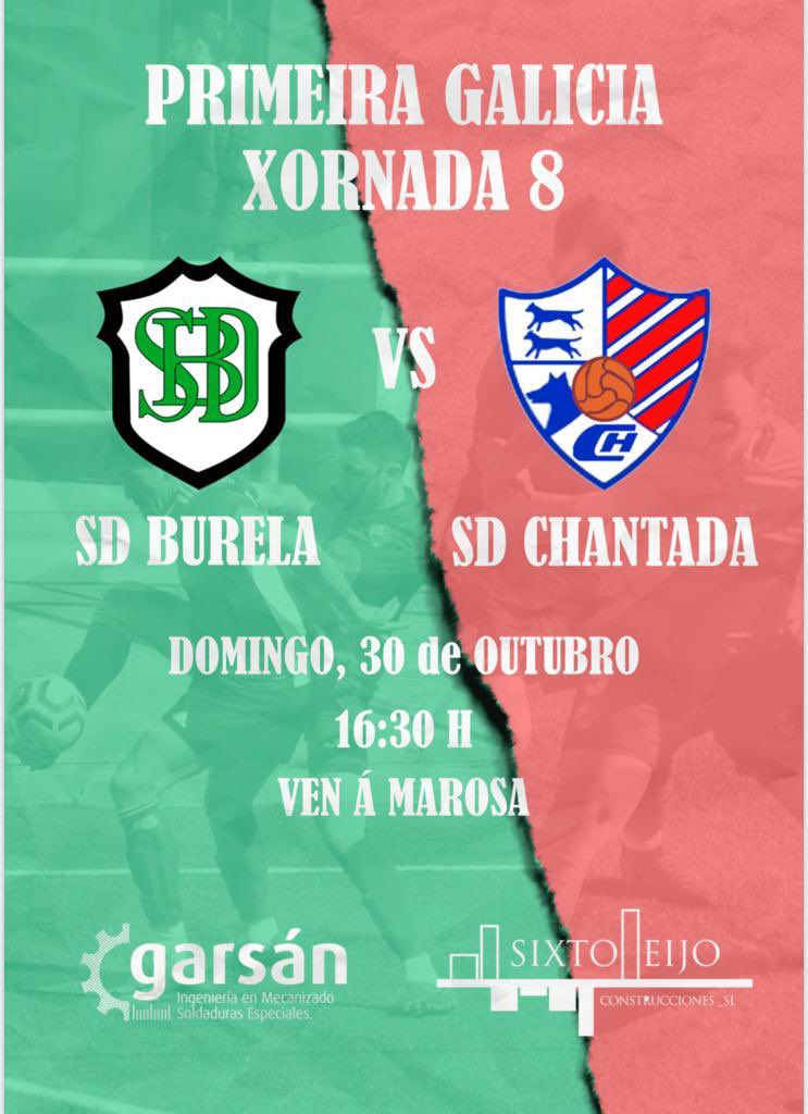 📌 PRIMEIRA GALICIA

📝 Tras dúas semanas xogando fora da casa, volve o fútbol á A Marosa 🙌🏻 Visítanos a SD Chandata 💪🏻

💥 SD Burela - <a href="/sdchantada/">SD Chantada</a> 
⌚️ 16:30
🏟️ A Marosa

Acercádevos animar aos rapaces do primeiro equipo!

#ArribaVerdes 💚🐊