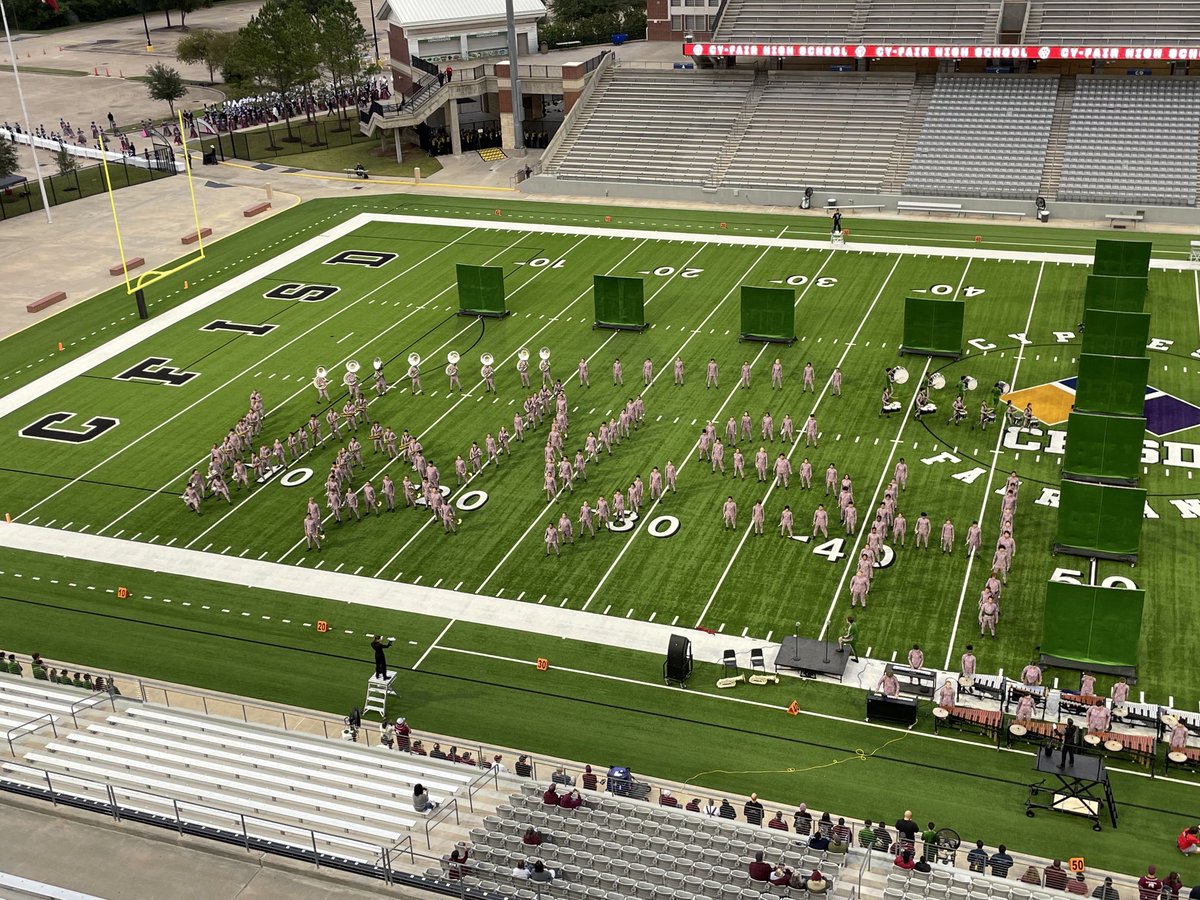 MarkHenry717's tweet photo. Cy-Fair HS starts off the day at the UIL Area I Marching Band competition at CFFCU Stadium. Winners at this contest advance to the state marching contest. The Bobcats are the first of all 12 CFISD HS’s that advanced to area. It was early, but they nailed their performance! https://t.co/9aY5f8Lmeh