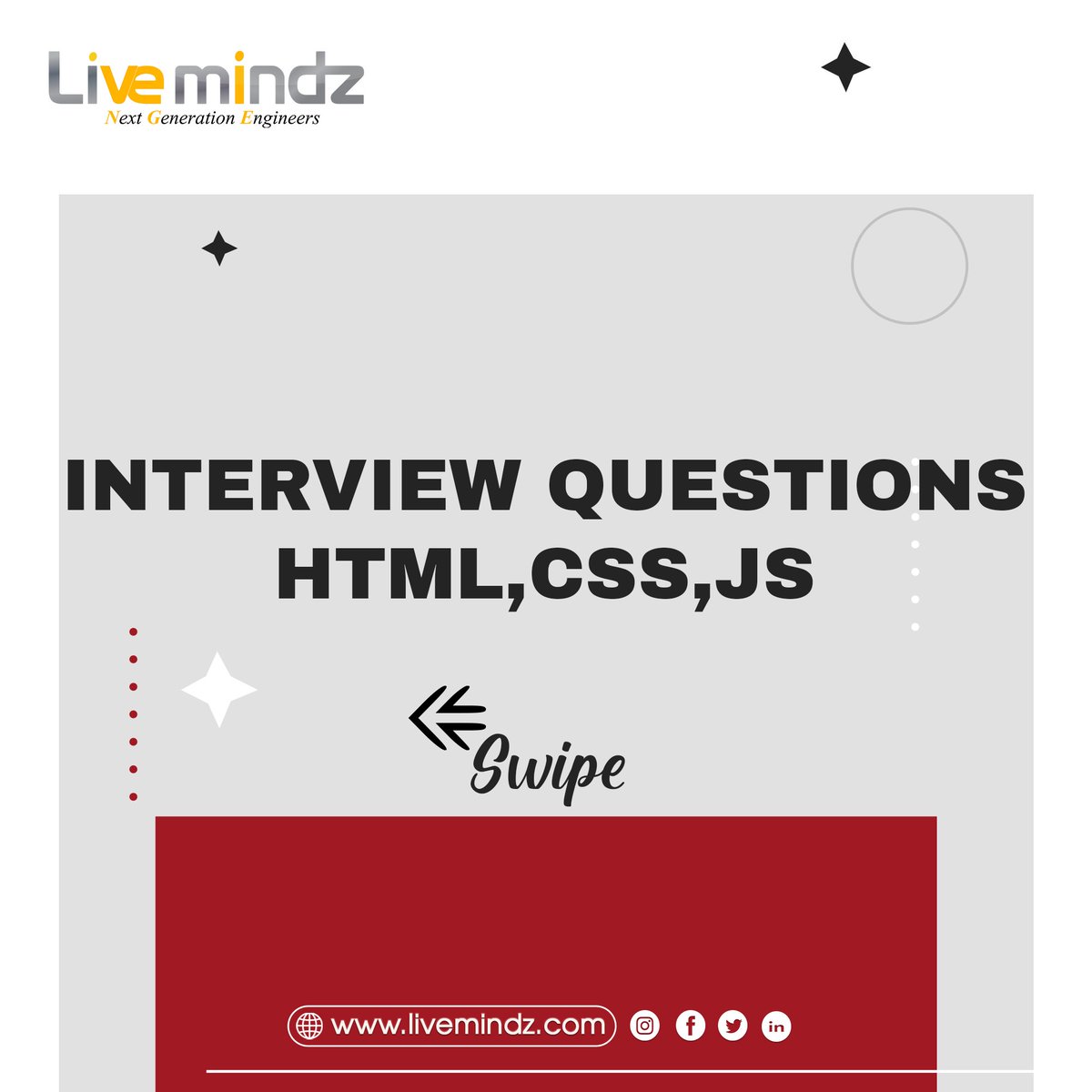 Livemindz1's tweet photo. When you think about web development, you'll almost certainly think of HTML, CSS and Javascript.

In Livemindz's Dev/Programmer Interview series, we give you the commonly asked questions related to these two technologies

#livemindz #java #html #css #developer #programming https://t.co/4TsPEErGxy