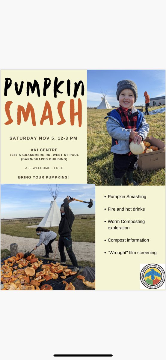 JoshLuna04's tweet photo. Green your Halloween! Once again we are collecting pumpkins at West St Paul School. Next weekend come on down to the Aki Centre to help smash all the pumpkins we collected. https://t.co/hmUbpopCXp