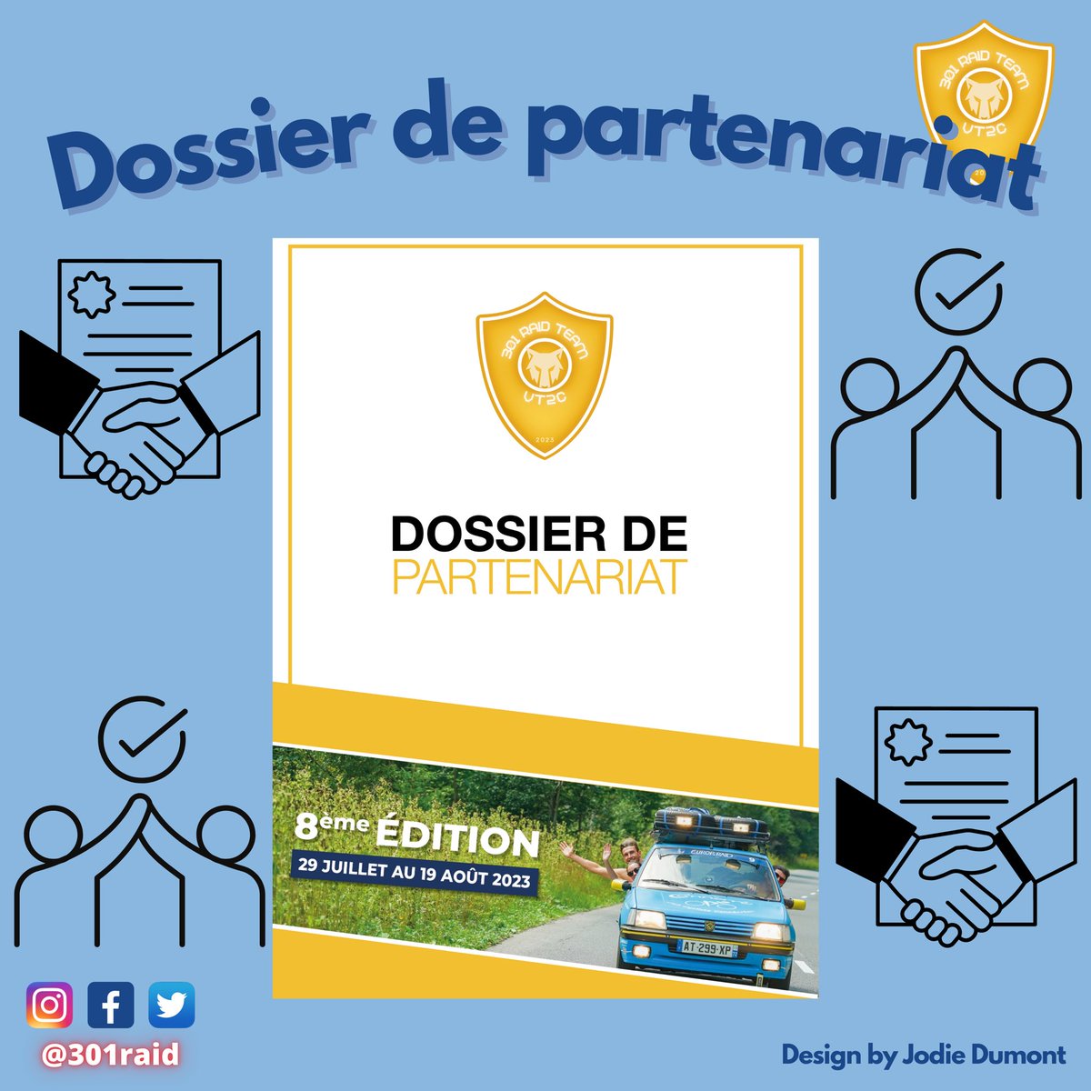 301raid's tweet image. Bonjour à tous 👋🏼

Notre dossier de partenariat est prêt !
Nos contrats de sponsoring également alors à vous de jouer !

N’hésitez pas à nous écrire pour toutes questions ! 

A très vite !
L’équipe 301 Raid ❤️