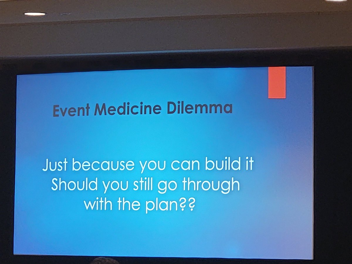 Just because you can, doesn't always mean you should. Consider the risk to participants and local healthcare system. Great talk by @christroyanos at  Endurance Medicine Conference, Washington DC.