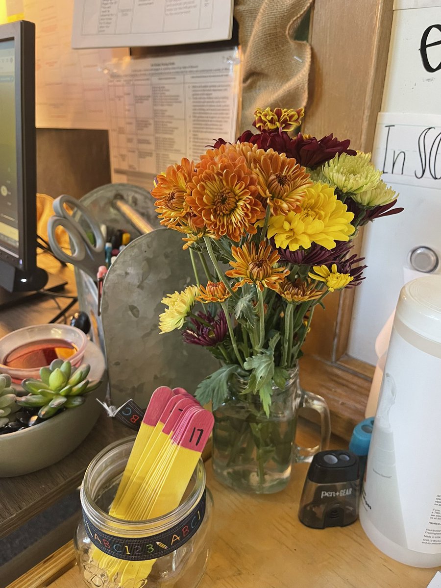 This week before Halloween in 3rd grade is brought to you by surprise flowers from a student 💛