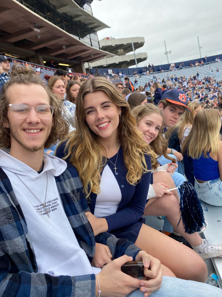 local_ki's tweet photo. Corley’s representing in the student section, here to see  Auburn win and their Grandpa on the field for the 50th anniversary of Punt Bama Punt! #WarEagle https://t.co/8zoFawQ9dj