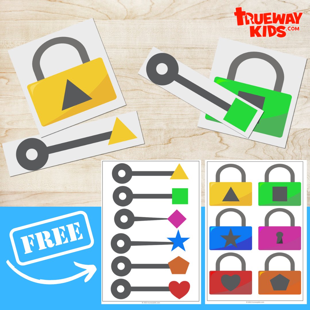 TruewayKids's tweet photo. This Locks and Keys activity for toddlers is super fun and helps them to learn about matching shapes and colors. You can find the instructions for this activity on our website. https://t.co/qBhSoNCxVy https://t.co/leUCBdB5Og