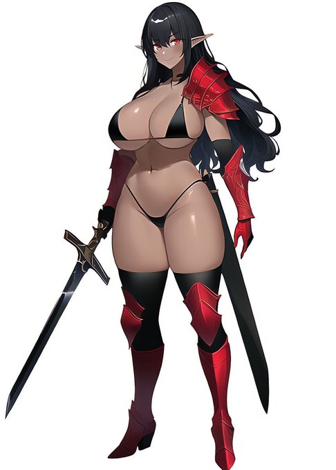 #NovelAI #ダークエルフ
次回作品予定のダークエルフ女戦士のキャラデザをAI師匠にしてもらった所、加筆修正必要だったけどかなりいいエロフ完成(*'ω`*) 