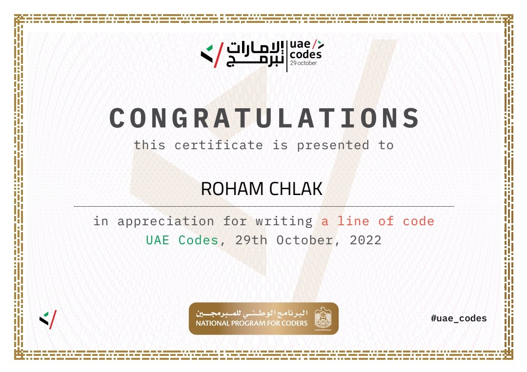 Rohamchlak's tweet photo. #UAE_codes #الإمارات_تبرمج
29 October 2022
We thank and appreciate the support offered from UAE for coders, programmers, and developers.. https://t.co/Oa8xEDUAlo