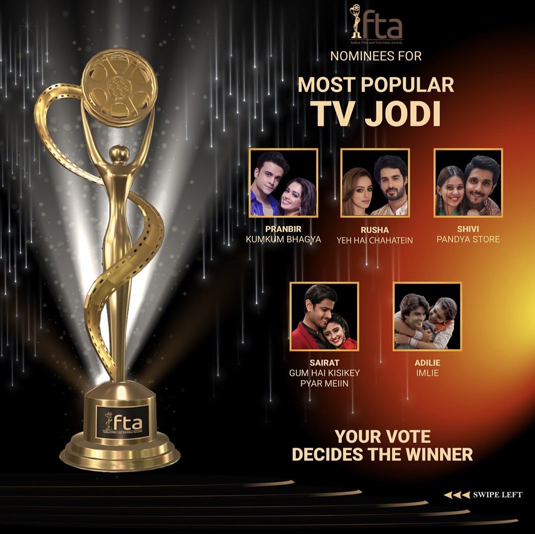 ifta_india's tweet photo. โญ๏ธ IFTA Most Popular TV Jodi 2021-22 โญ๏ธ
Voting link - https://t.co/6RQTPZcAhd
Vote for Your Favourite!!
#ifta2022 #PeoplesChoiceAwards #polbol #tvjodi https://t.co/iPlvV8TR7s
