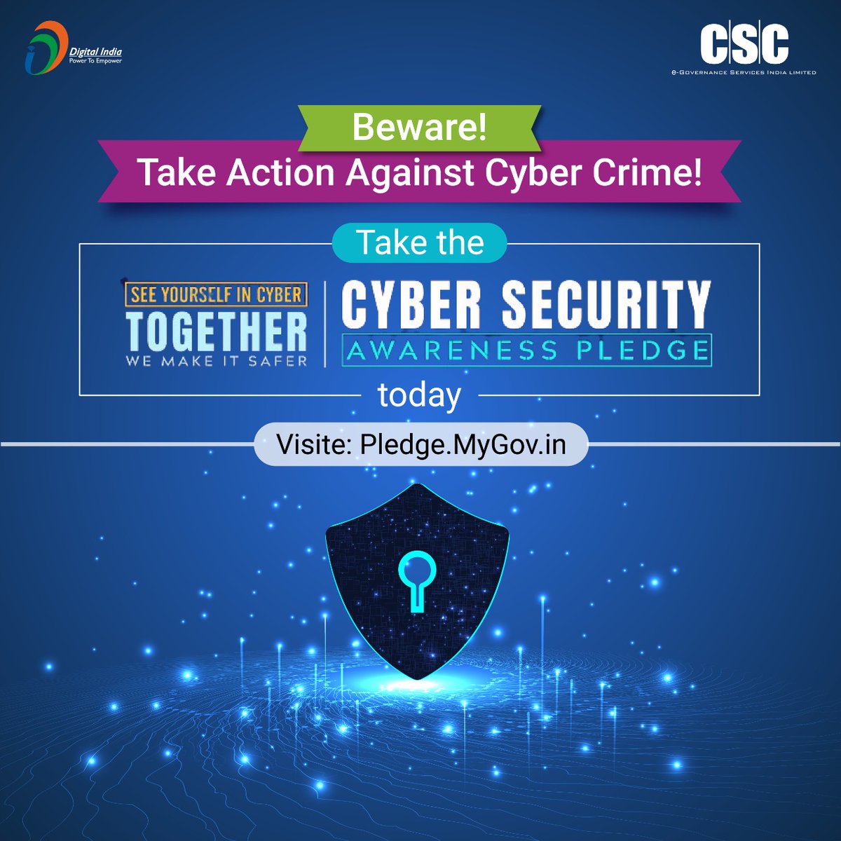 CSCegov_'s tweet photo. Let us pledge to be vigilant and #StaySafeOnline! 

Let us fight against cyber crimes! 

Take the pledge today: https://t.co/fN51mVxomq

#CSC #DigitalIndia #RuralEmpowerment #CybersecurityAwarenessMonth https://t.co/wT4FVlQPKb