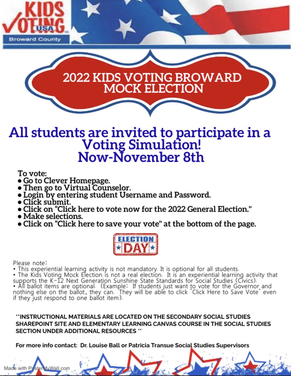 2022 Broward Mock Election. @afrancois85 @kmar719 @msformoso