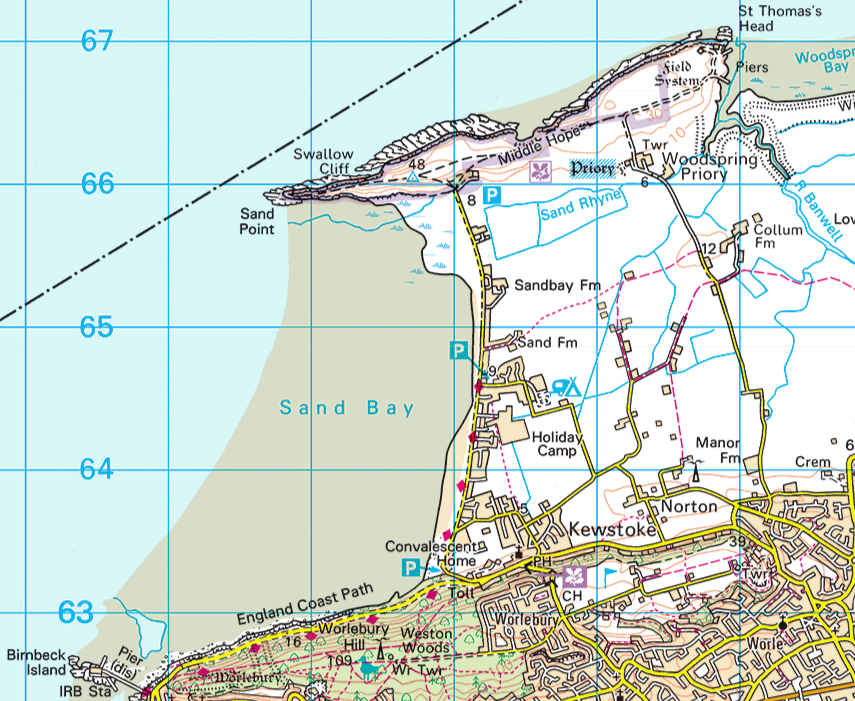KendallsMaps's tweet photo. Briefly at Sand Bay near Weston-super-Mare today. Always surprise to find a dunes, bungalow and holiday camp strip so far up the Bristol Channel. Seen here on pre-1914 OS mapping (https://t.co/fXxiwPyrYY) and current Landranger 

#sandbay #bristolchannel #wsm #westonsupermare https://t.co/SzIwTCLiZx