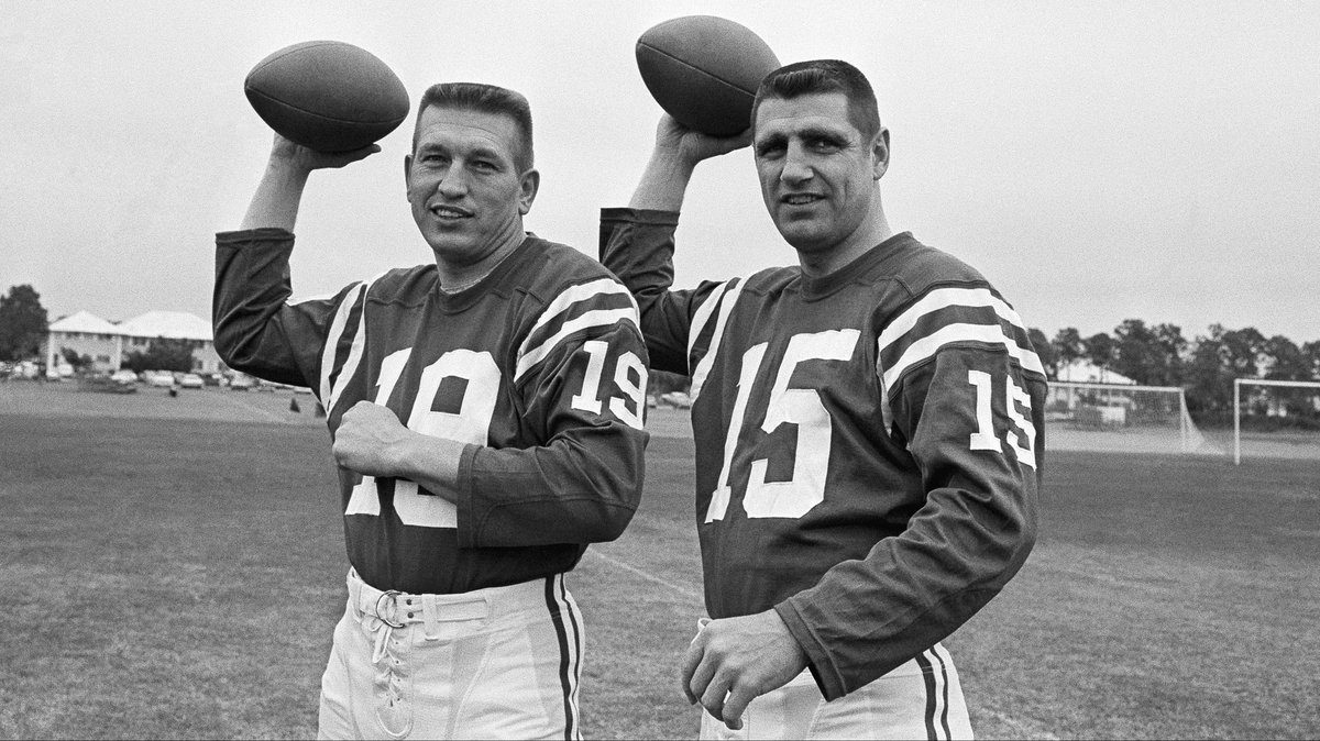Sir____Loin's tweet photo. @Super70sSports Johnny Unitas/Earl Morrall and Bob Griese/Earl Morrall. Shula always kept a good QB room. https://t.co/Dd0BcFm547
