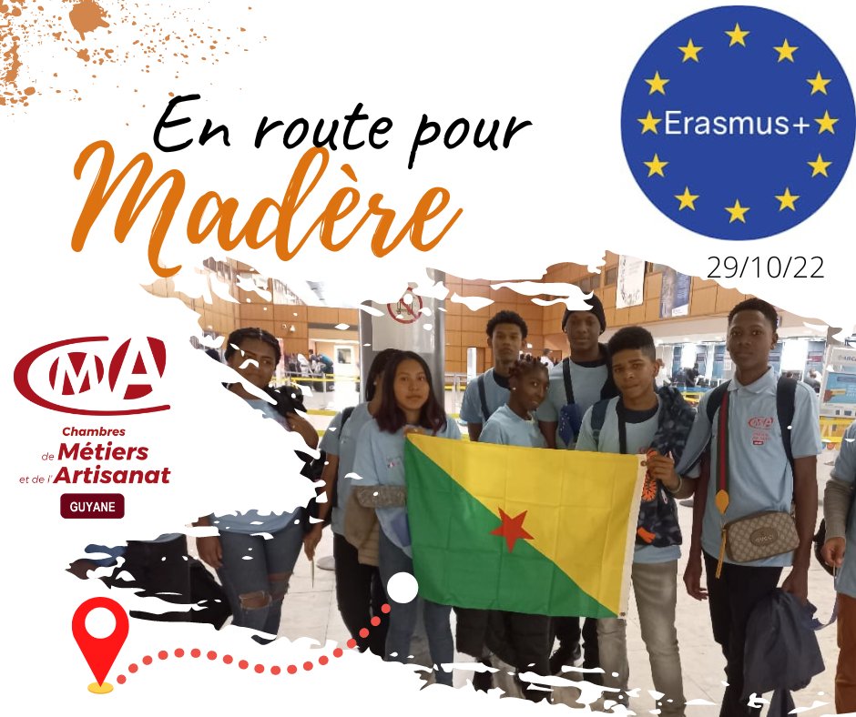 @CmaGuyane #TousAvecNosApprentis (@cmaguyane) on Twitter photo Bon voyage à nos jeunes talents ! <a href="/CmaGuyane/">@CmaGuyane #TousAvecNosApprentis</a> - <a href="/ErasmusplusFR/">Agence Erasmus+ France / Education Formation</a> 🧳✈️ Bon voyage à nos jeunes talents ! <a href="/CmaGuyane/">@CmaGuyane #TousAvecNosApprentis</a> - <a href="/ErasmusplusFR/">Agence Erasmus+ France / Education Formation</a> 🧳✈️