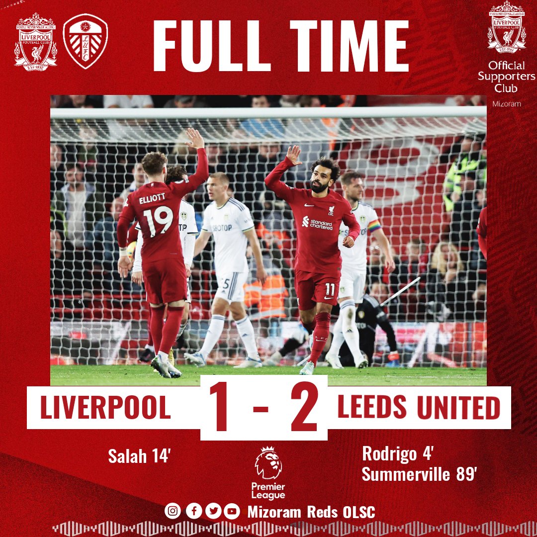 First defeat at Anfield this season... #LIVLEE #LFC #PremierLeague #WalkOn #YNWA