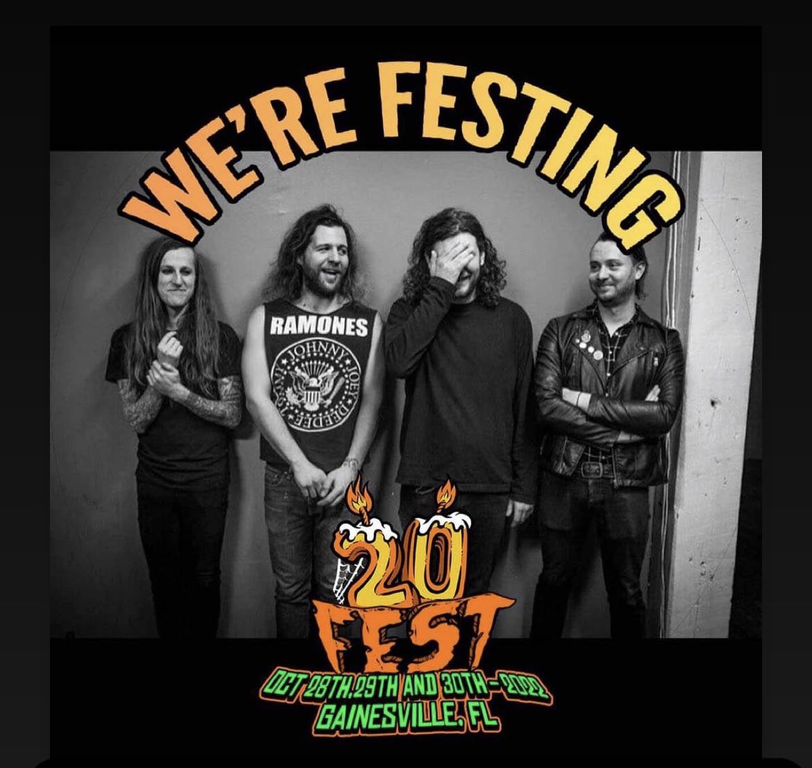 Our first gig in 2 1/2 years goes down TODAY! @thefestfl 4:20pm at Heartwood !