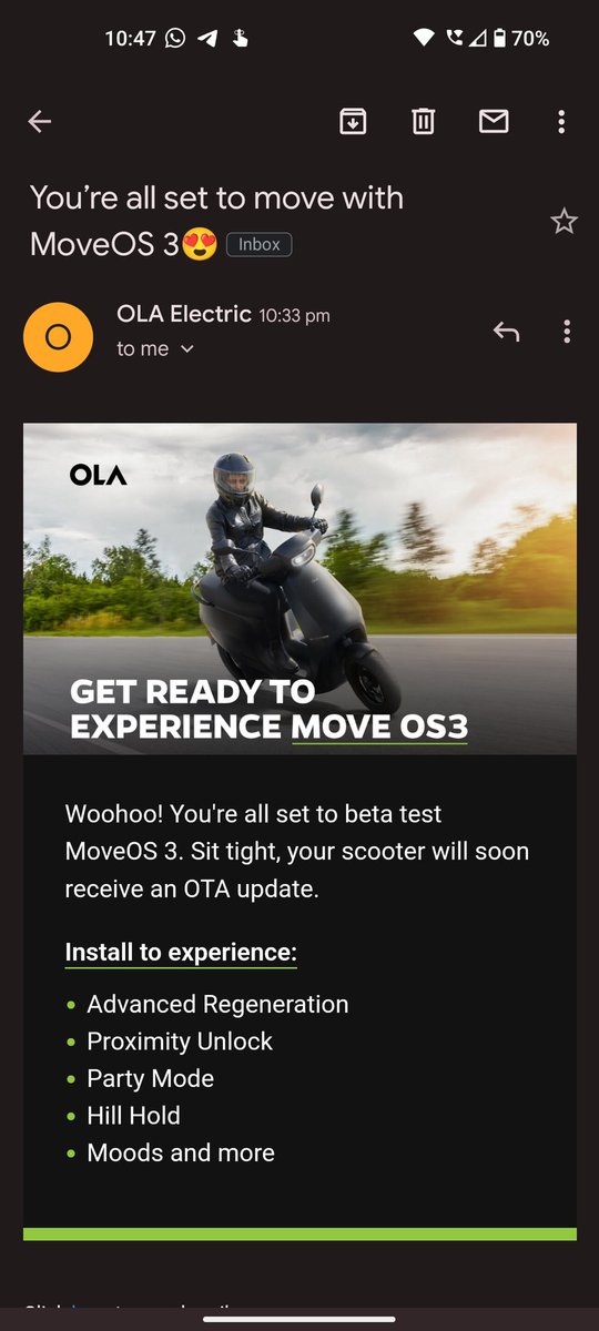ateeqpashacool's tweet photo. @bhash @OlaElectricI had received mail saying I will receive beta update soon &amp; I thought its true &amp; was eagerly waiting for it &amp; Today ur rubbish backend data says my phone no is nt found in the records which is bullshit I want move OS 3 or else u plz take back  vehicle &amp; refund https://t.co/WM3WE7yFuL
