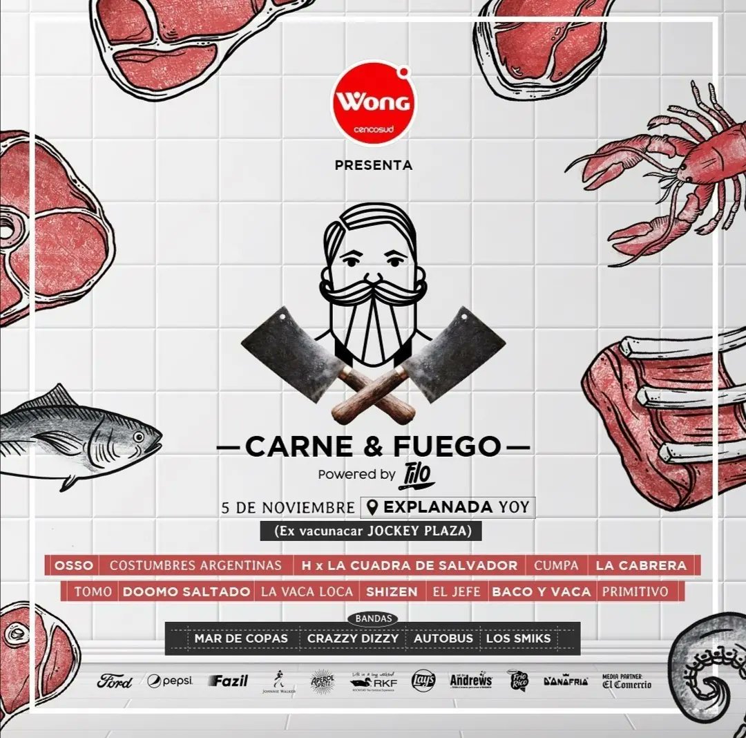 paseblanco's tweet photo. #Festival |Vuelve “Carne y Fuego”, el verdadero festival parrillero 🥩

Disfruta de variedad de platos, conciertos en vivo, sorteos, clases, regalos y más. 

📆 Sábado 5 de noviembre
📍 Explanada YOY (ex VacunaCar Jockey Club)
🎟️ Somos Filo

#PaseBlanco #evento #parrilla #food https://t.co/kjDEVYz4kh