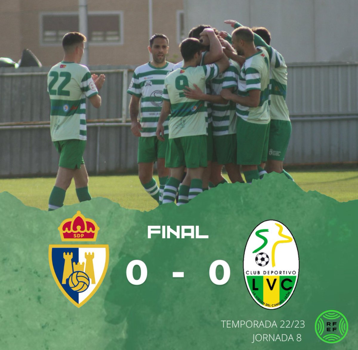 ⏱️ 𝗙𝗜𝗡𝗔𝗟 | Fin del encuentro en el Vicente del Bosque. 

<a href="/SDP_1922/">SD Ponferradina SAD</a> “B” // 0️⃣
<a href="/cdlavirgen/">CD Virgen del Camino</a> // 0️⃣

#VamosVerdes💚🤍 | #JuntosHacemosElCamino | #PonferradinaBLaVirgen