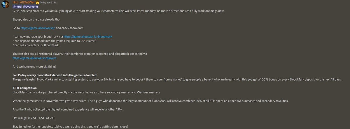 And another big update for you guys! Told you we won't stop working on this. More to come really soon!

Stay tuned

game.alloutwar.io

#NFT #ETH #NFTGame