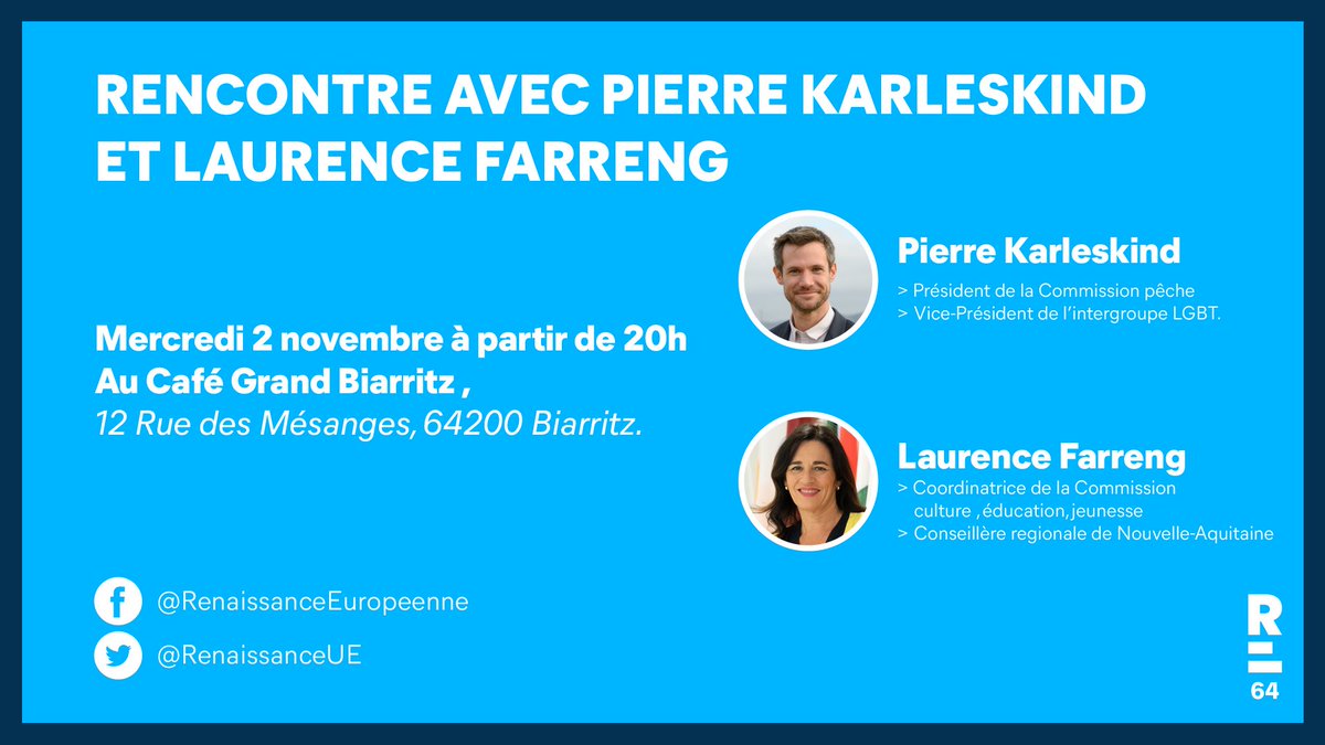 Nous vous donnons rendez-vous mercredi prochain à Biarritz pour un échange avec @Pierre_Ka et <a href="/laurencefarreng/">Laurence Farreng</a> 🇪🇺🇪🇺🇪🇺