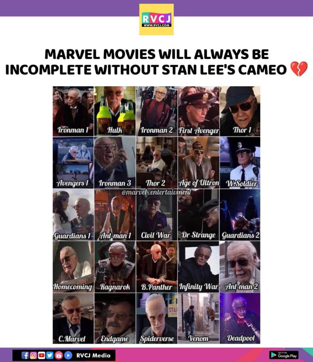 Stan lee’s cameos! #marvel #mcu #marvelmovies #stanlee #cameos #hollywood #rvcjmovies